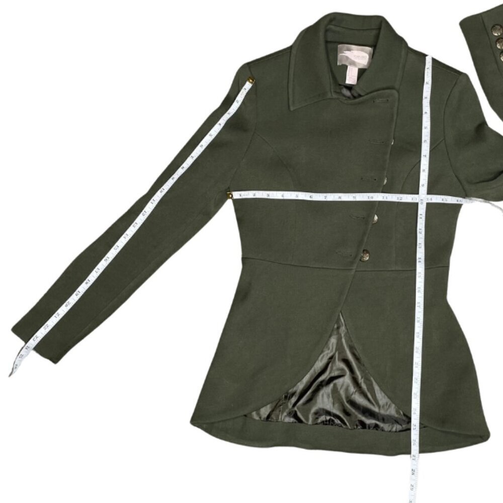 FOREVER 21 Whimsigoth Asymmetric Military Button Olive Green Blazer Jacket S - Picture 7 of 10